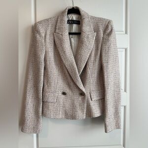 Zara Women's Beige Tweed Blazer